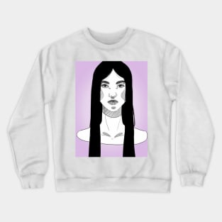 Hand-Sketched Woman With Long Hair Crewneck Sweatshirt